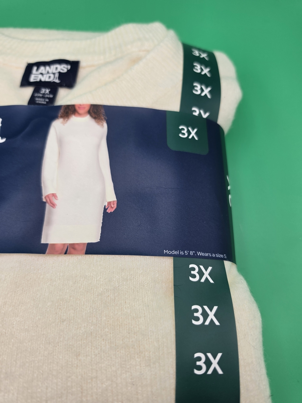 Lands' End Cream Crewneck Sweater Dress - 3X